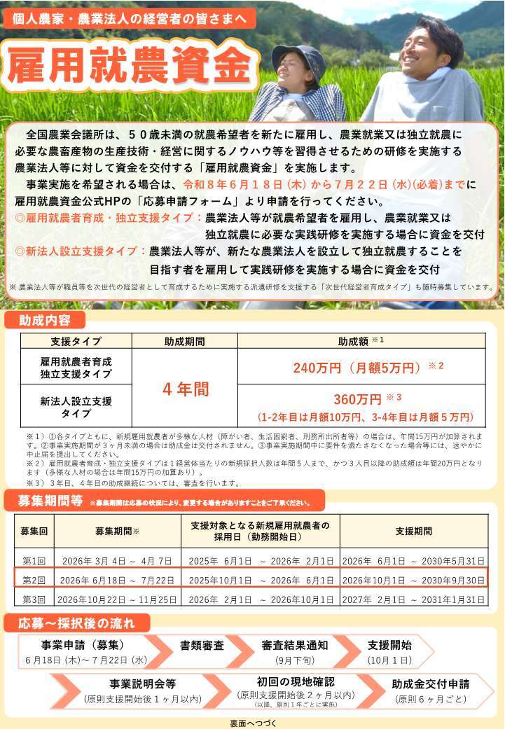 雇用就農資金令和8年度第2回募集 PRチラシ_1.jpg